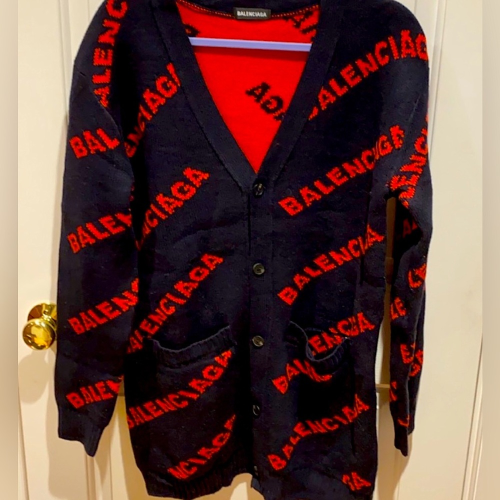 Balenciaga All Over Logo Cardigan